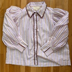 Tuckernuck Carolina K 100% cotton Striped Puff Sleeve Blouse